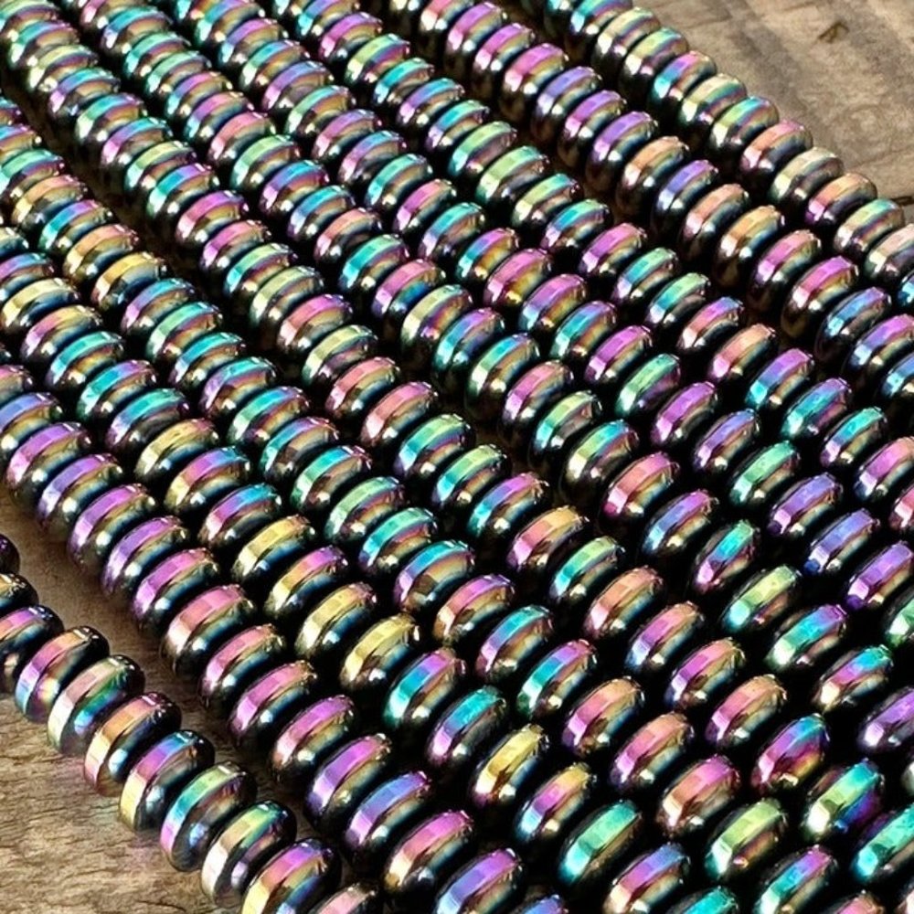 6mm Hematite Rondelle Bead Strand - Electroplated - Non-Magnetic